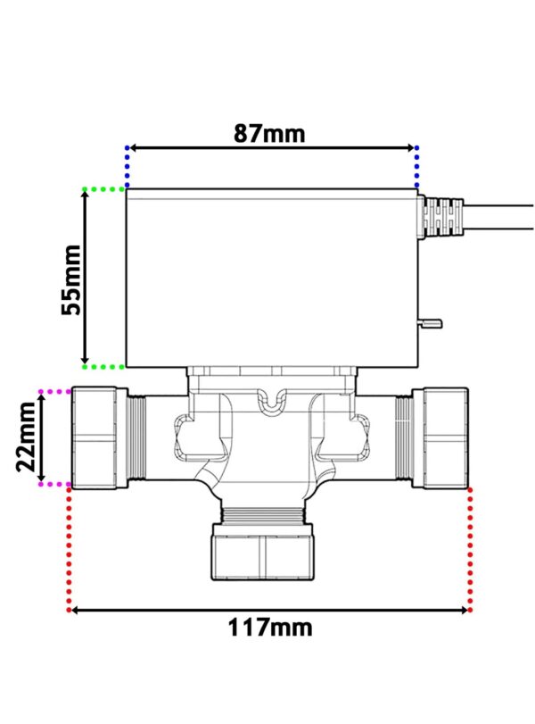 Inline 22mm Central Heating 3 Port Mid-Position - Image 2