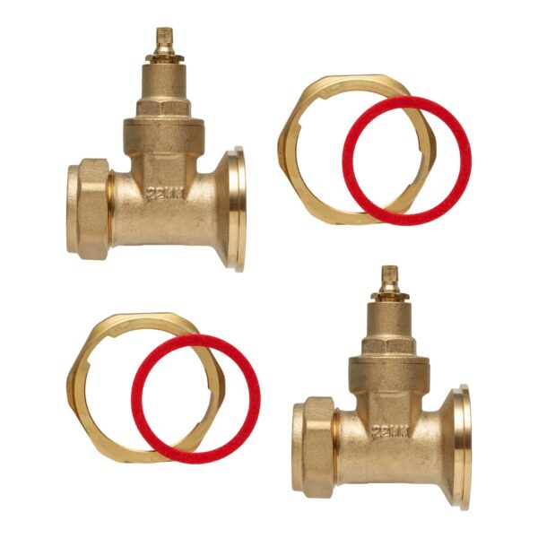 Trident 22mm Central Heating Pump Valves (2 Pack) Brass, Gate Valve With Washers. - Image 7