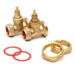Trident 22mm Central Heating Pump Valves (2 Pack) Brass, Gate Valve With Washers.