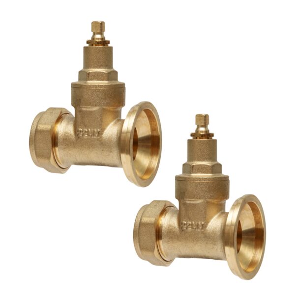 Trident 22mm Central Heating Pump Valves (2 Pack) Brass, Gate Valve With Washers. - Image 4